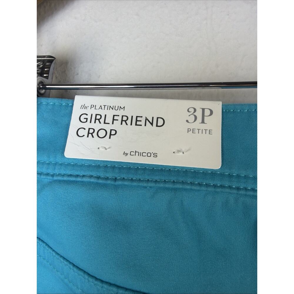 Chico's petite 16 XL Platinum Girlfriend Turquoise blue crop beach Pants NWT - Picture 4 of 10
